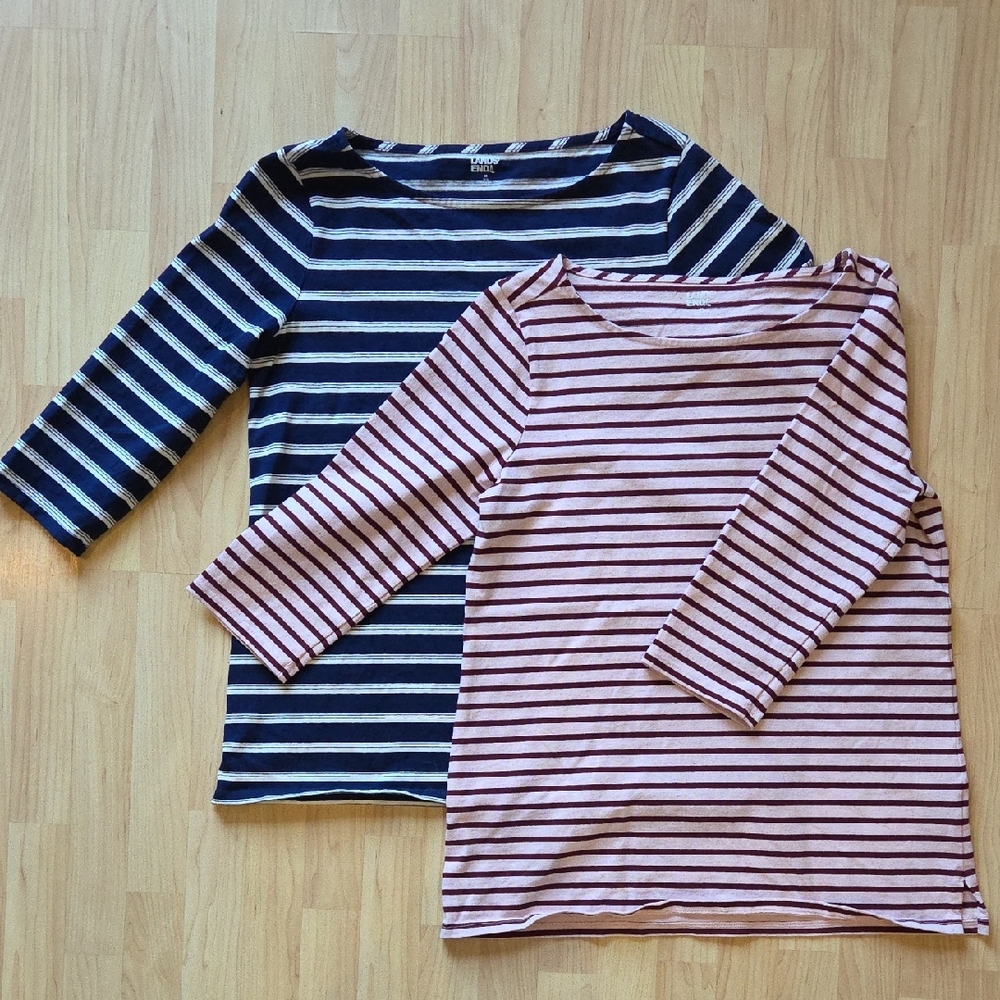 Lands' End  3/4 Sleeve Heavyweight Cotton Jersey Boatneck Tunic Medium 10-12